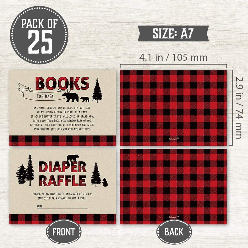 Hat Acrobat Set of 25 Lumberjack Baby Shower Invitations - Rustic Baby Shower Invitations for Boy, Buffalo Plaid Baby Shower Decorations - Oh Boy Baby Shower Invitations with Diaper Raffle Cards, Envelopes - Image 3